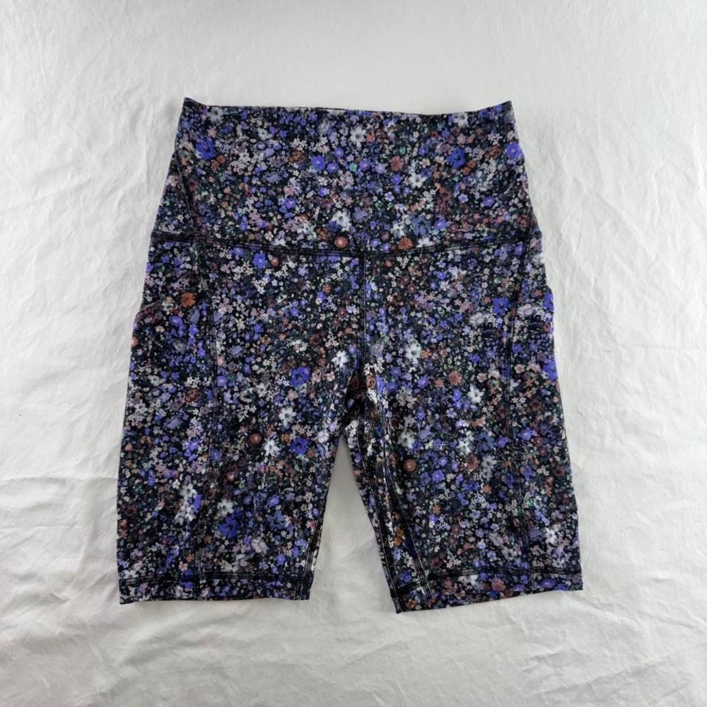 Lululemon Floral Align High-Rise Biker Shorts Pockets Women's Sz 6